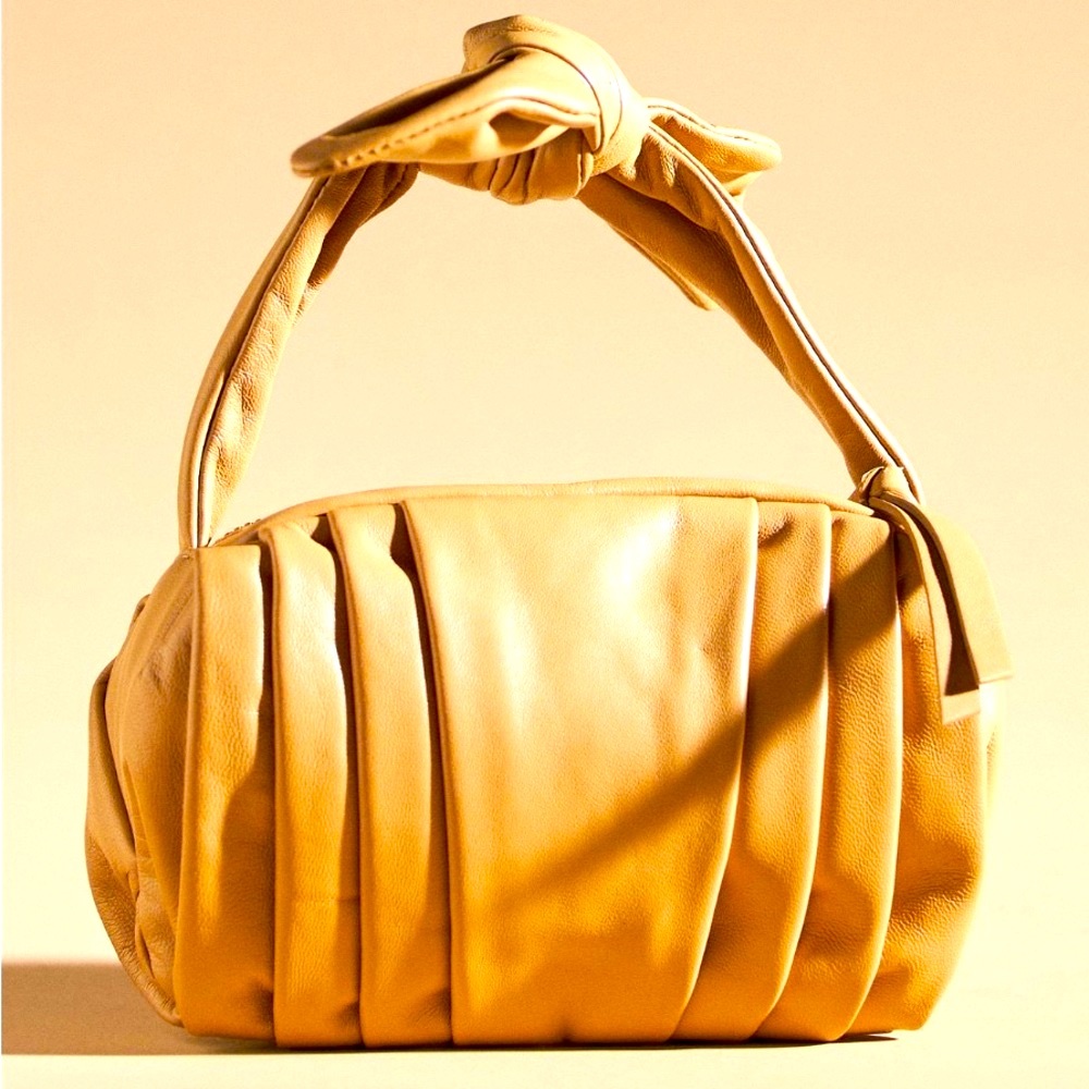 NWOT! Mini Top-Knot Pleated Leather Handbag **Free gift with purchase!